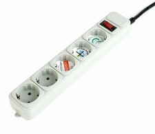 Gembird Surge Protector SPG3-B-10C, 5 Sockets, 3m, up to 250V AC, 16 A, safety class IP20, Grey