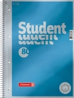 Notebook College-Block Brunnen A4 pe o spirală în punct, 80 de foi 90 g/m2, coperta albastru metalic