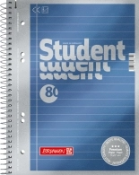 Notebook College-Block Brunnen A5 pe o spirală în linii, 80 de coli 90 g/m2, coperta metalică albastra