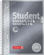 Notebook College-Block Brunnen A5 pe o spirală în patratele, 80 de foi 90 g/m2, coperta metalică neagră