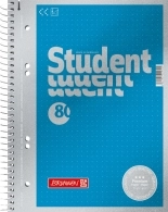 Notebook College-Block Brunnen A5 pe o spirală în puncte, 80 de coli 90 g/m2, copertă albastru metalic