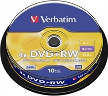 Verbatim DataLifePlus DVD+RW SERL4.7GB 4X MATT SILVER SURFAC - Spindle 10pcs.