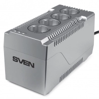 SVEN VR-F1500, 500W, Automatic Voltage Regulator, 4x Schuko outlets, Input voltage: 180-285V, Output voltage: 230V ± 10%, input and output voltage digital indicator on the front panel, Power supply delay function, metal body, Black