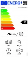 Посудомоечная машина  Heinner HDWFS4552WE++, 10 комплектов, 5программы, 44.8 см, E, Белый