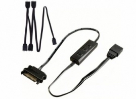 XILENCE LQZ.ARGB_Set Cable (XZ172), Cooling Control Set for  ARGB components: 5V D/P 3PIN connections, 1x Mini Cable Controller, 1x 1 to 4 ARGB Splitter