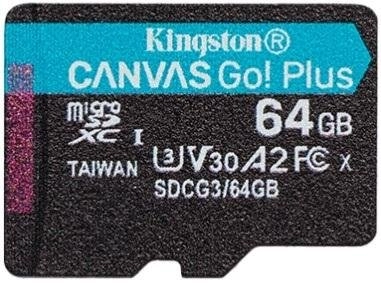 Карта памяти microSD Kingston Canvas Go! Plus 170Mbps/ 64GB + SD adapter
