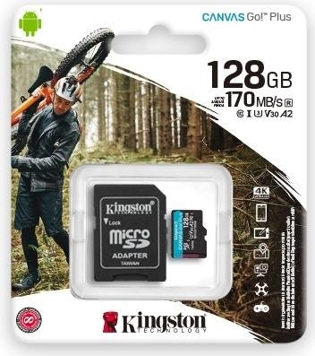 Card de memorie microSD Kingston Canvas Go! Plus 170Mbps/ 128GB+ SD adapter