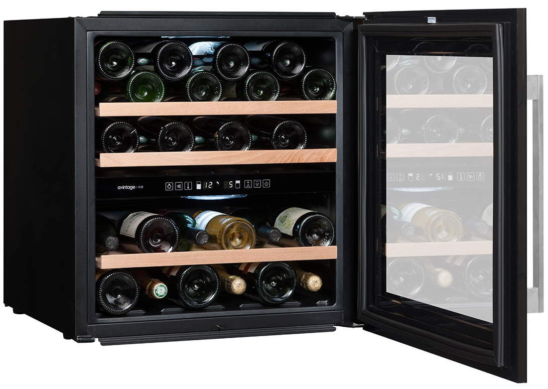 Встраиваемый винный шкаф Avintage AVI60CDZA, 36 бутылок, 59.5 см, A, Черный