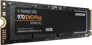 M.2 NVMe SSD 500GB  Samsung SSD 970 EVO Plus, PCIe3.0 x4 / NVMe1.3, M2 Type 2280 form factor, Seq. Read: 3500 MB/s, Seq. Write: 3200 MB/s, Max Random 4k: Read /Write: 480,000/550,000 IOPS, Samsung Phoenix Controller, 512MB LPDDR4, V-NAND 3-bit MLC