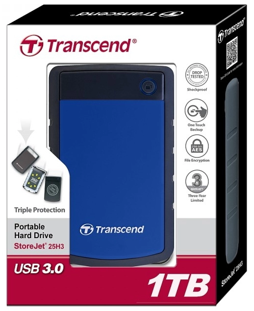 Внешний HDD Transcend  StoreJet 25H3B 1.0TB