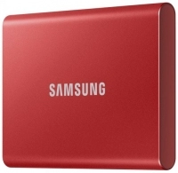M.2 External SSD 500GB Samsung T7 USB 3.2, Red, USB-C, Fingerprint Security, Includes USB-C to A / USB-C to C cables, Sequential Read/Write: up to 1050/1000 MB/s, V-NAND (TLC), Windows/Mac/PS4/Xbox One compatible, Light, Portable, Durable