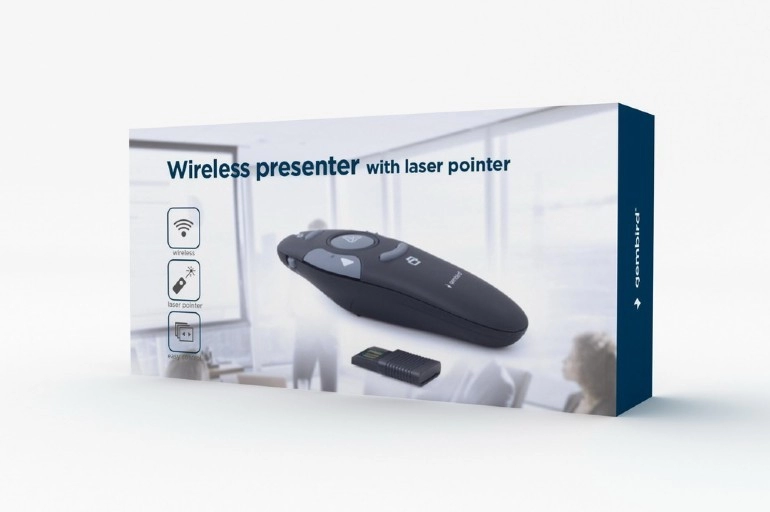 Gembird WP-L-01 Wireless presenter with laser pointer, Wireless 2.4 GHz, Power supply: 2 x AAA battery, up to 10 m, Net weight: 84 g