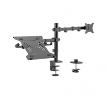Gembird MA-DA-03,  Adjustable desk mount with monitor arm and notebook tray, Supports monitors up to 32