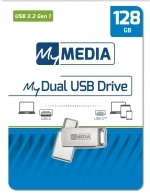 Флеш-накопитель USB3.2 MyMedia (by Verbatim) MyDual USB 3.2 Gen1/ USB A + USB-C /  128ГБ