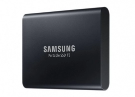 M.2 External SSD 1.0TB Samsung T5 USB 3.1 Gen 2, Black, USB-C, Includes USB-C to A / USB-C to C cables, Sequential Read/Write: up to 540/540 MB/s, V-NAND (TLC), Windows®, Mac, PS4 and Xbox One compatible, Light, Portable, Durable