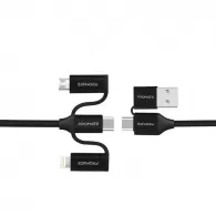 Кабель USB-A/Type-C - Lightning/Type-C/Micro USB Promate PentaPower Black
