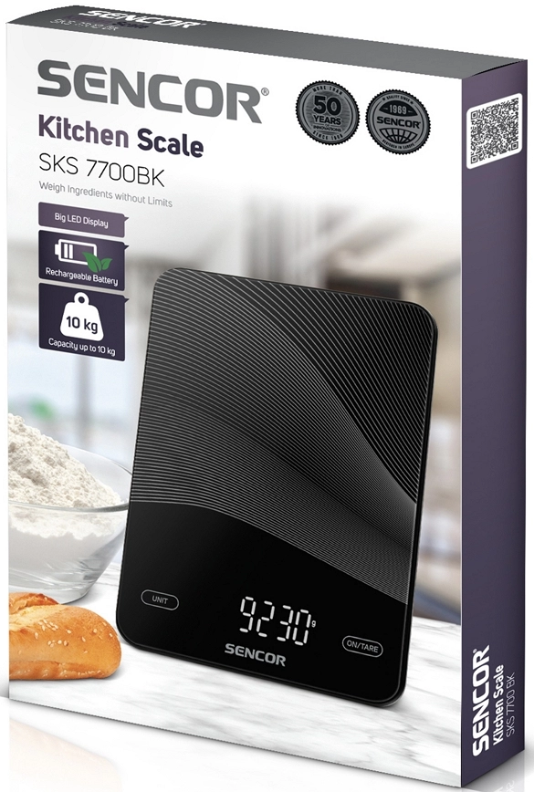 Кухонные весы Sencor SKS7700BK, 10 кг, Черный