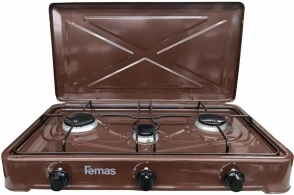 Плита настольная газовая Femas Femas3alb, 3 конфорок, Коричневый