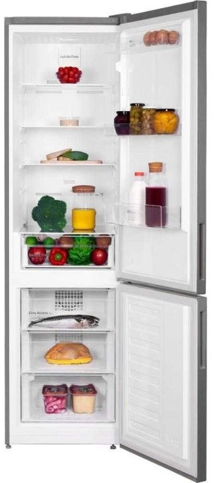Холодильник с нижней морозильной камерой Arctic AK60406E40NFMT, 362 л, 202.5 см, E, Серебристый
