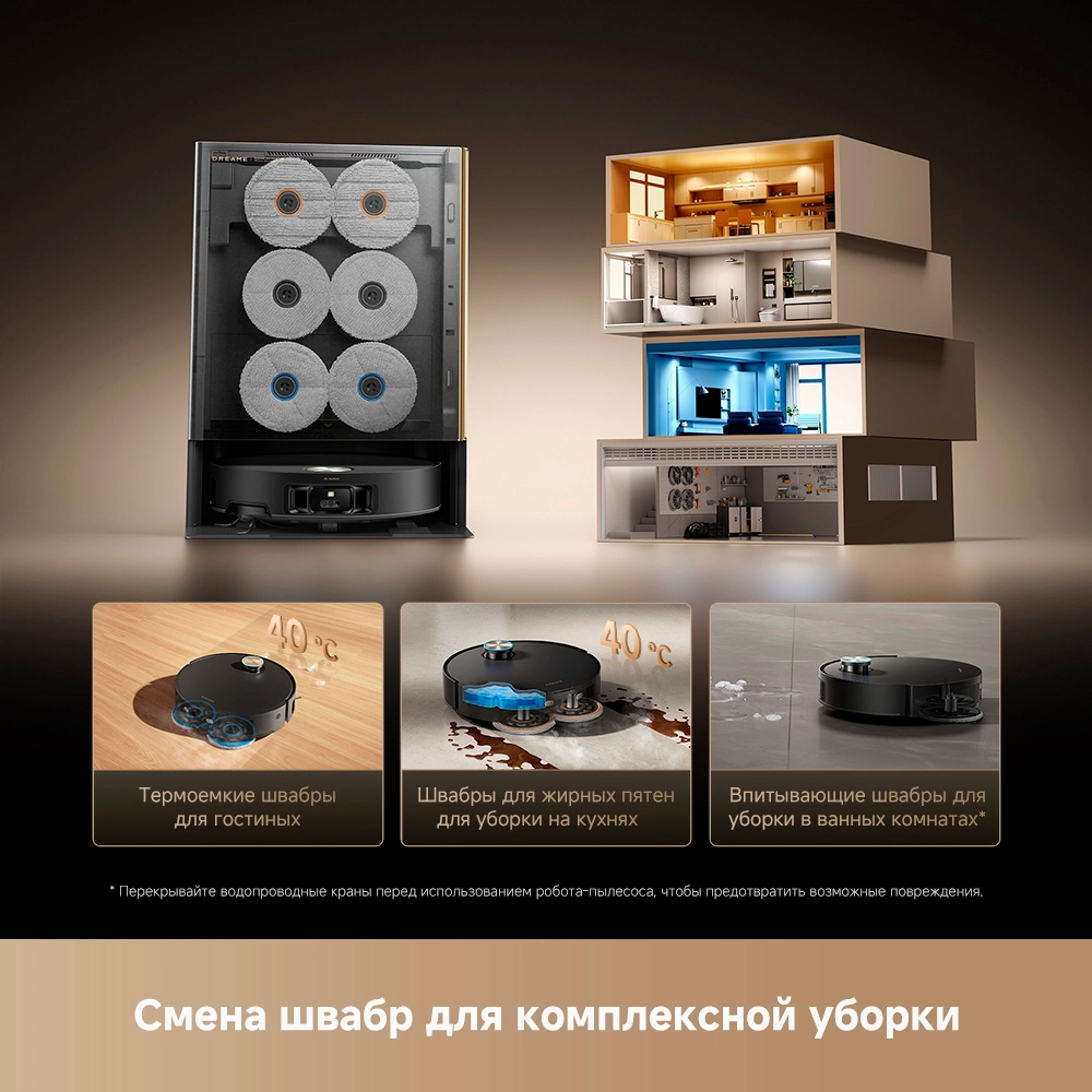 Dreame Matrix10 Ultra Black — ilustrație oficială a funcțiilor de curățare