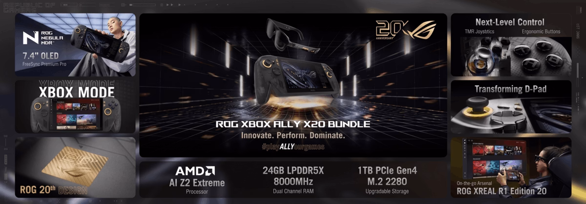 Элементы управления и дизайн ASUS ROG Xbox Ally X20