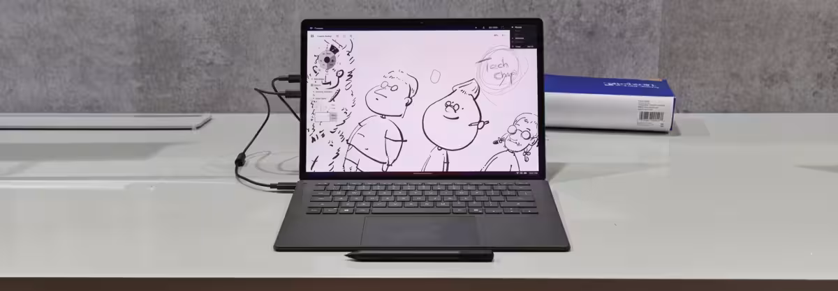 Ecran Lumina OLED și lucru cu stylusul pe ASUS ProArt PZ14