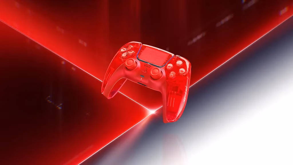 Controller DualSense transparent și carcase PS5 în culoarea Flare Orange
