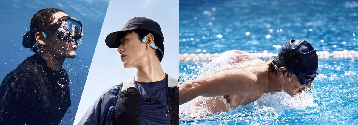 Shokz OpenSwim Pro 2 во время интенсивных тренировок на суше и под водой