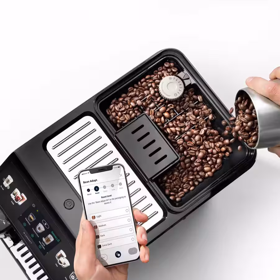 Bean Adapt în aplicația Coffee Link și recipientul pentru boabe