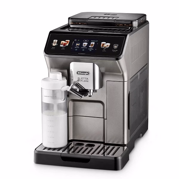 De’Longhi ECAM450.86.T cu recipient pentru lapte, vedere din unghi