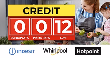 Credit 0% 12 luni la tehnica Indesit, Ariston, Whirpool!