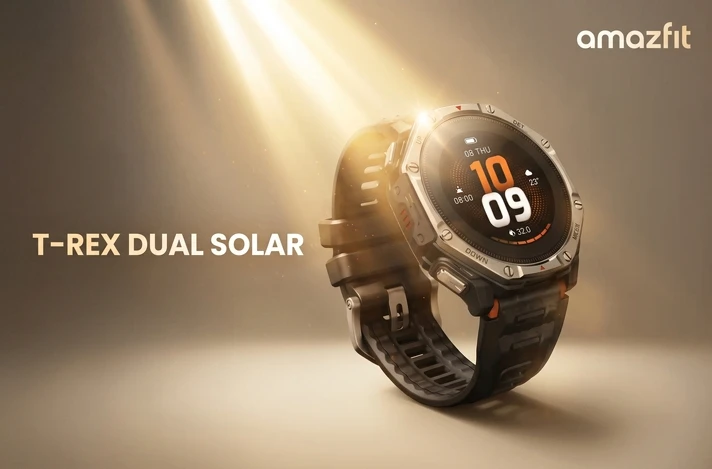 Amazfit a prezentat T-Rex Dual Solar — smartwatch-ul din titan cu încărcare solară pe ambele fețe