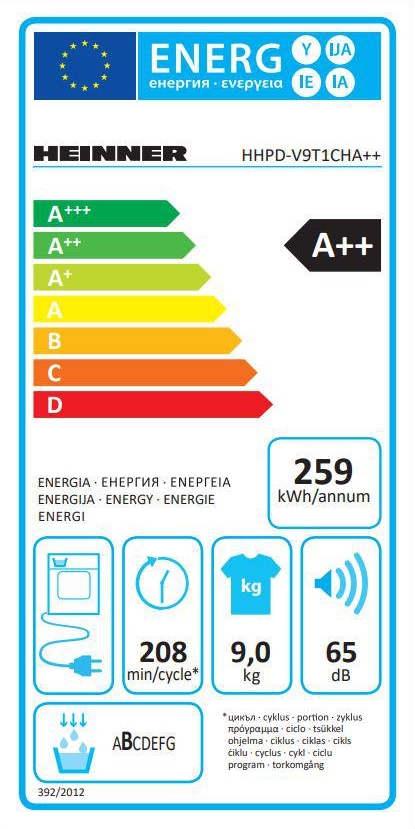 Сушильная машина Heinner HHPDV9T1CHA++ / 9 кг / A++ / Белый photo 3