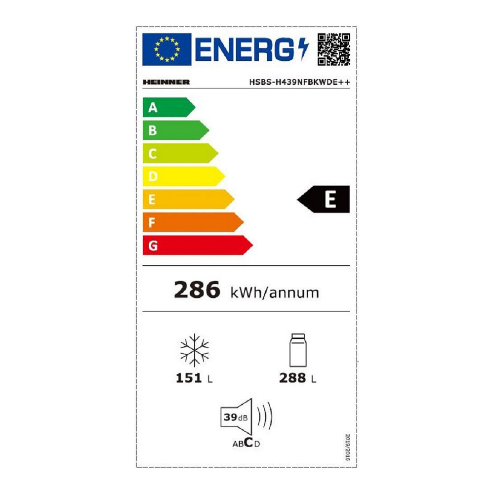 Frigider Side-by-Side Heinner HSBS-H439NFBKWDE++ / 439 l / 177 cm / E / Negru photo 6
