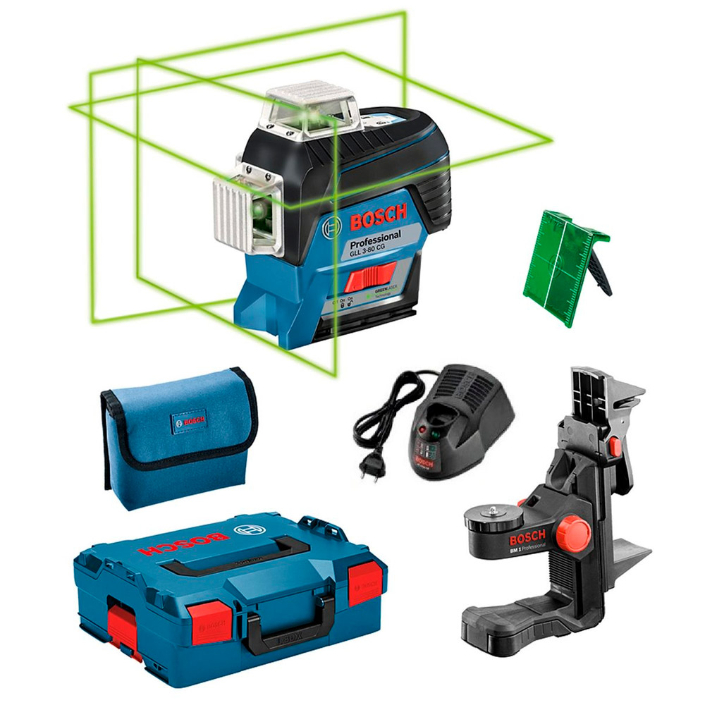 Лазерный линейный нивелир Bosch GLL 3-80 CG suport BM1, 0601063T00 photo 2