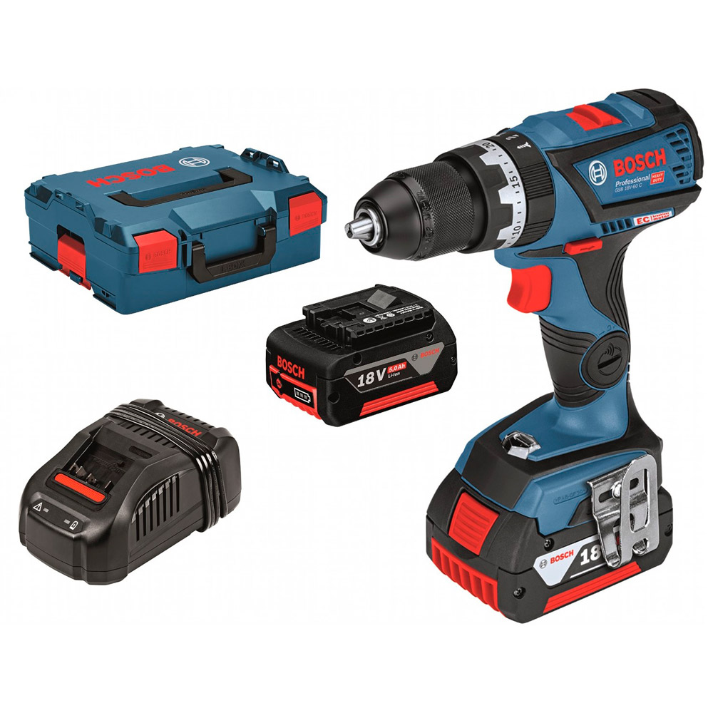 Аккумуляторная ударная дрель-шуруповерт Bosch GSB 18 V-60 C 2x5.0Ah, 06019G2100 photo 3