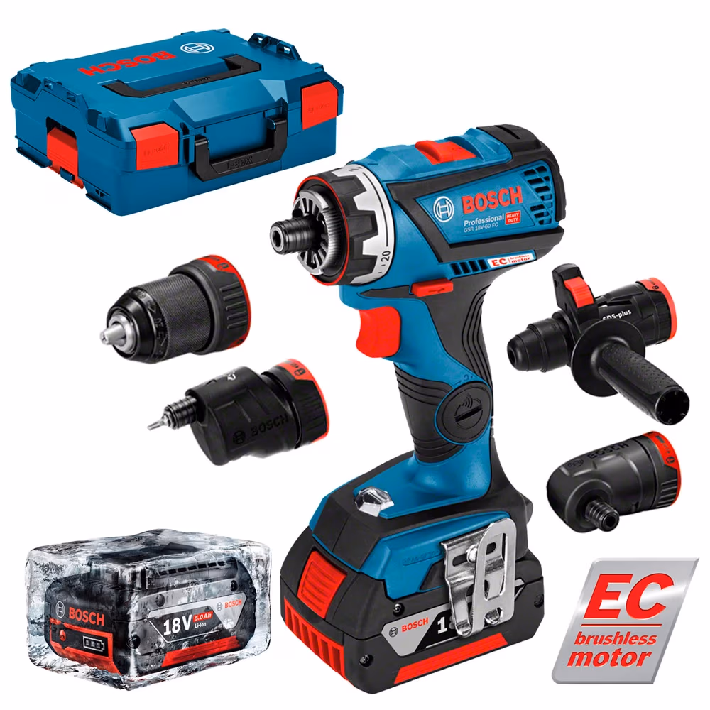 Аккумуляторная дрель-шуруповерт Bosch GSR 18V-60 FC FlexiClick 2x5.0Ah, 06019G7100