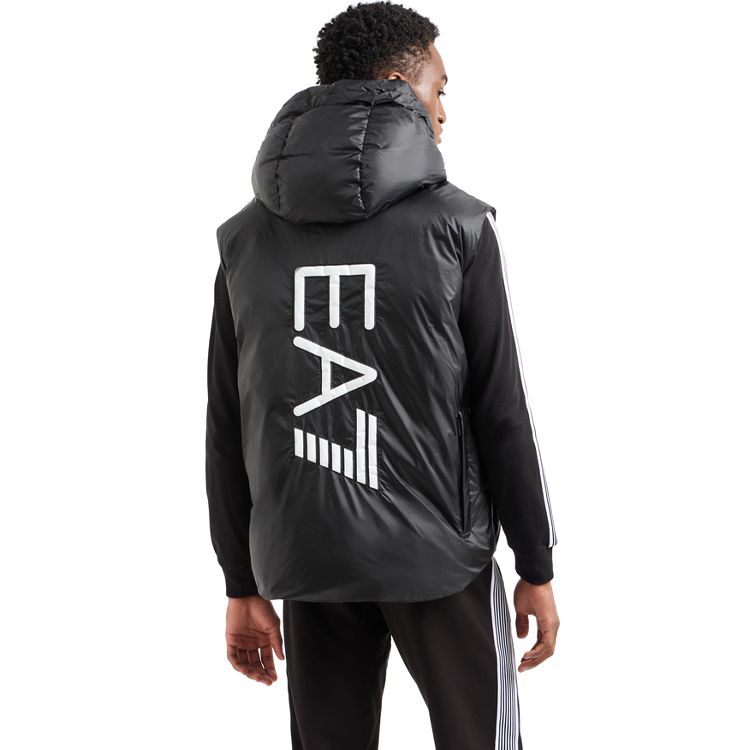 Gilet pt bărbați EA7 EMPORIO ARMANI REVERSIBLE VEST WITH HOOD S Negru photo 2