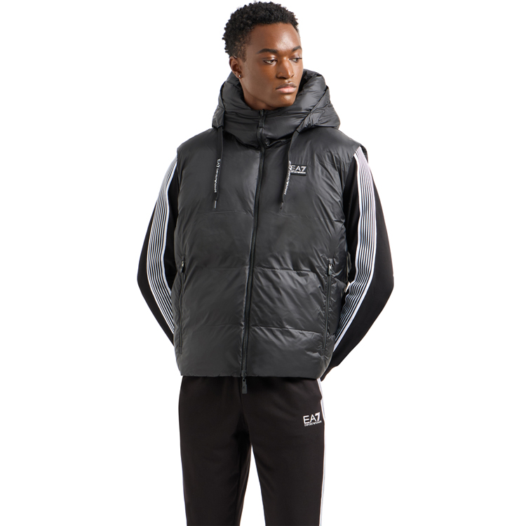 Gilet pt bărbați EA7 EMPORIO ARMANI REVERSIBLE VEST WITH HOOD S Negru photo 4