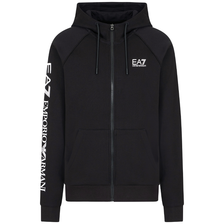 Hanorac pt bărbați EA7 EMPORIO ARMANI COTTON-BLEND HOODED LOGO XS Negru photo 2