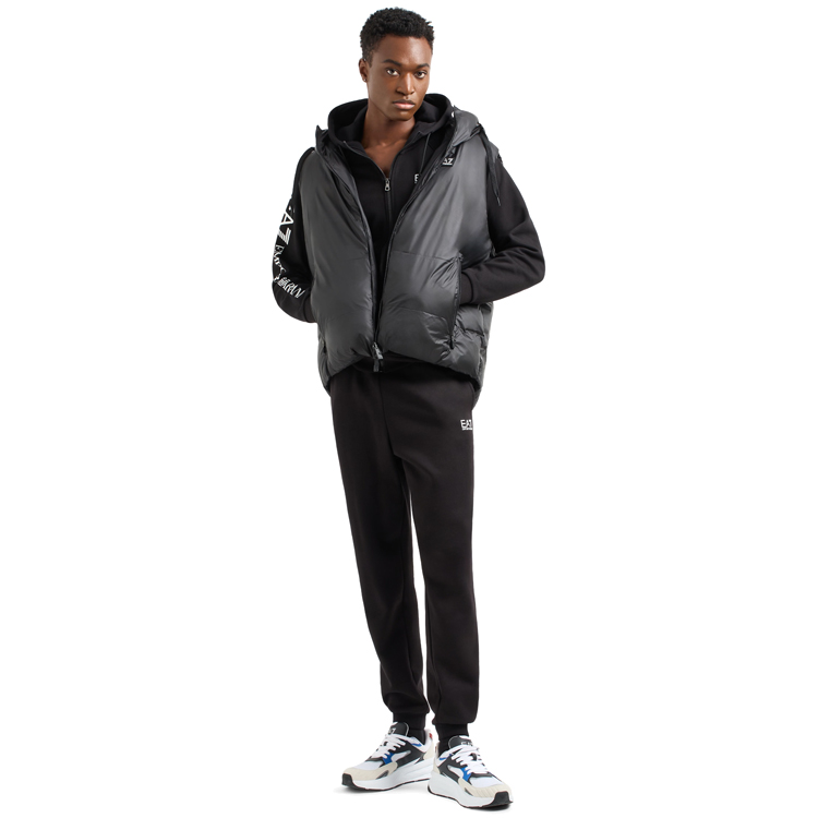 Hanorac pt bărbați EA7 EMPORIO ARMANI COTTON-BLEND HOODED LOGO XS Negru photo 5