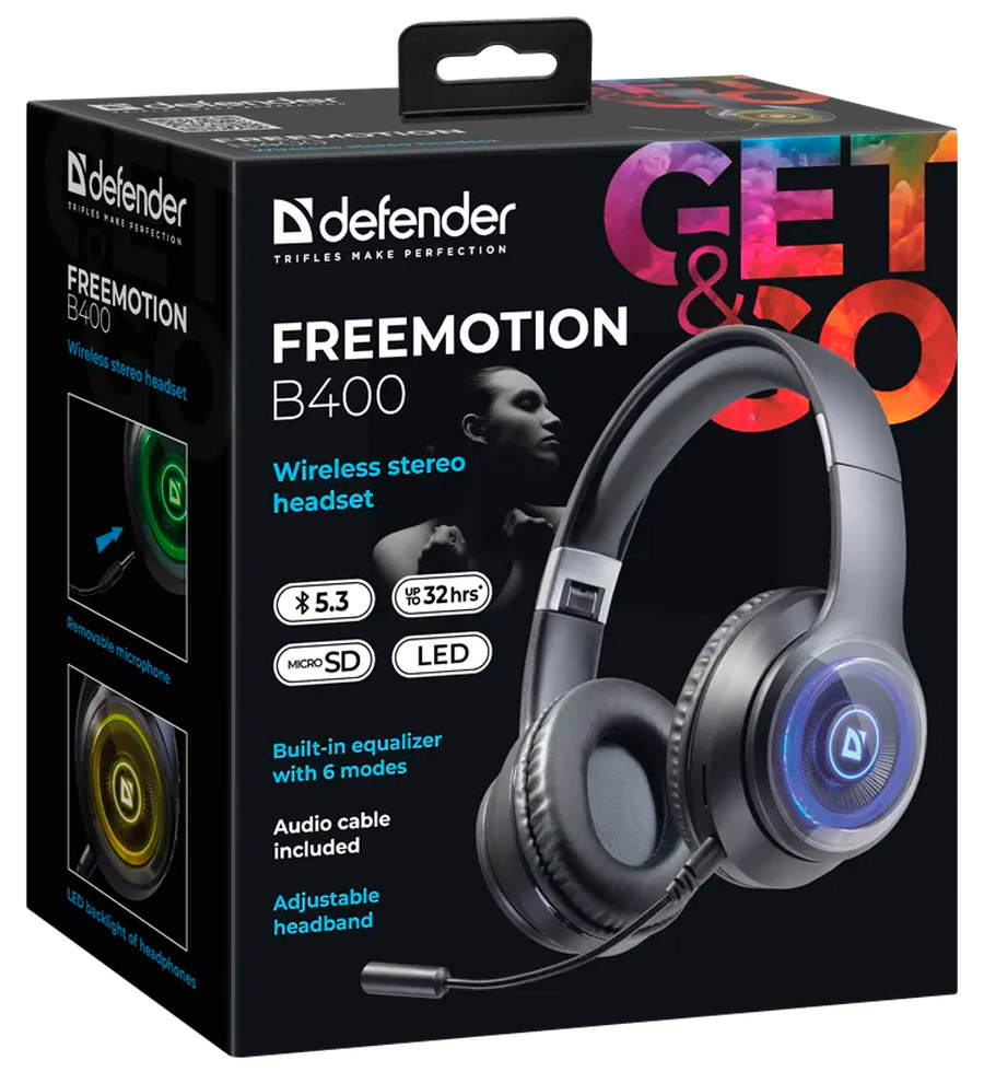 Căști Defender FreeMotion B400 Black Fara fir / Gaming / Black photo 2