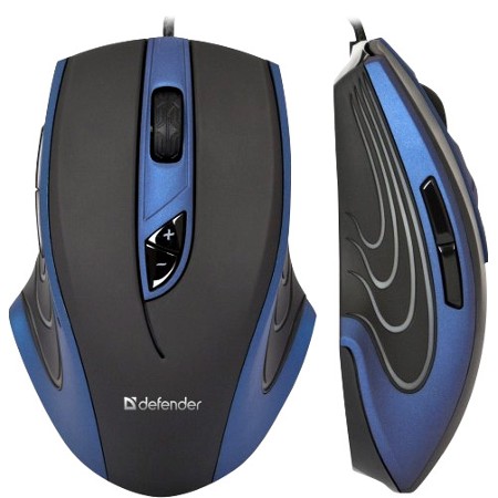 Проводная мышь Defender GMX1800 Черный c синим / Лазерная / Черный c синим photo 2