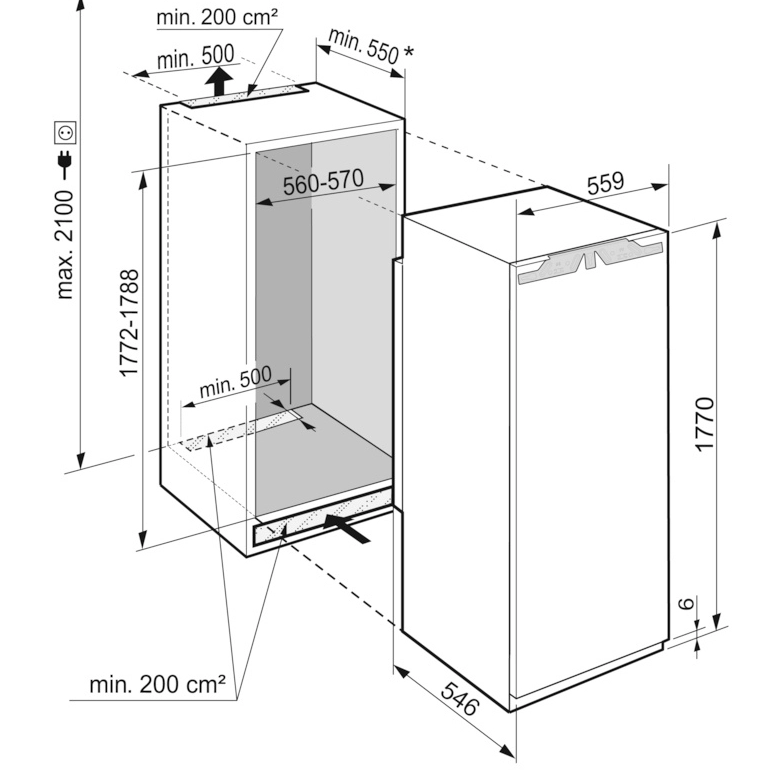 Встраиваемый холодильник Liebherr IRe 5100 Pure, 307 л, 178.8 см, A++, Нержавеющая сталь