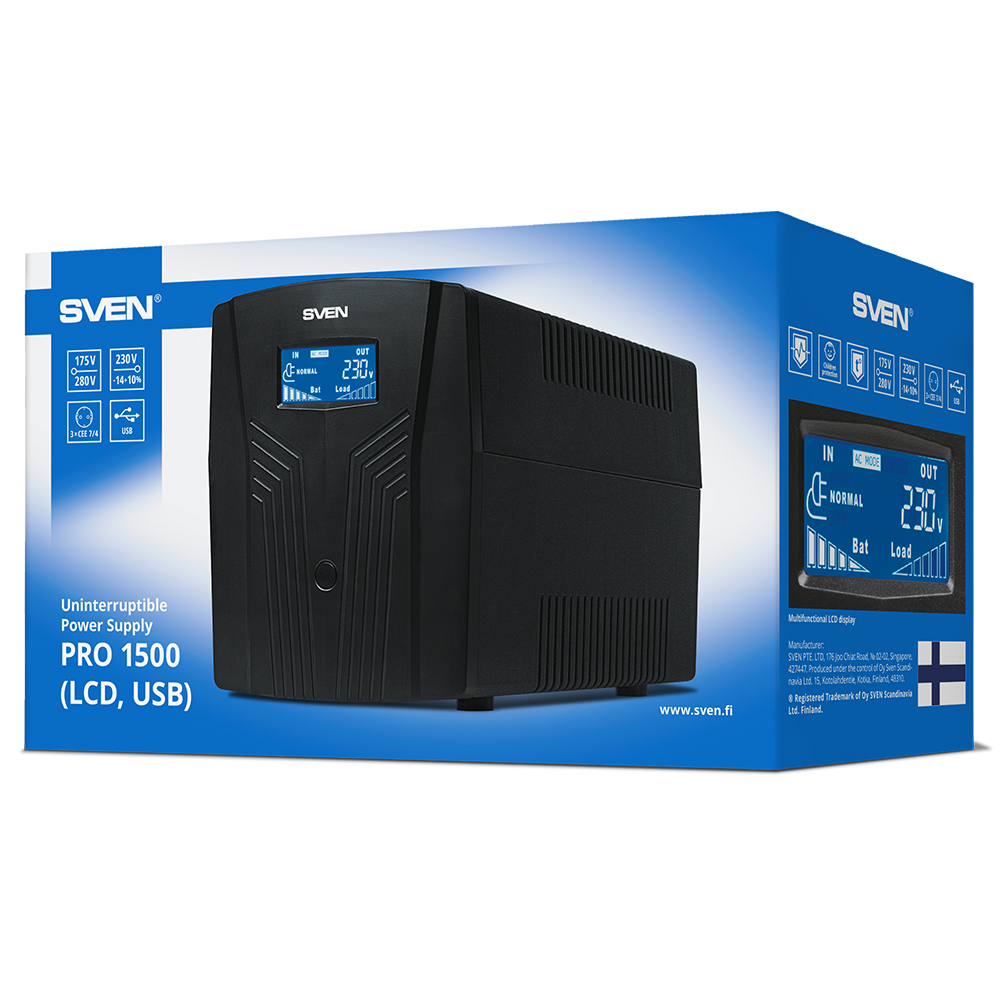 Sursa de curent continuu (UPS) Sven Pro 1500 (LCD, USB) photo 7