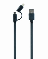 Cable USB2.0 combo (2 in 1) - 1m - Cablexpert CC-USB2-AMLM2-1m, USB 2.0 A-plug to 8-pin male connector (for Iphone) + male MicroUSB connector
