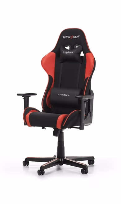 Gaming/Office Chair DXRacer Formula GC-F11-NR-H1, Black/Red, Premium Fabric + PU leather, max weight up to 150kg / height 145-180cm, Recline 90°-135°, 3D Armrests, Head and Lumber cushions, Aluminium wheelbase, 2" PU Caster, W-23kg 