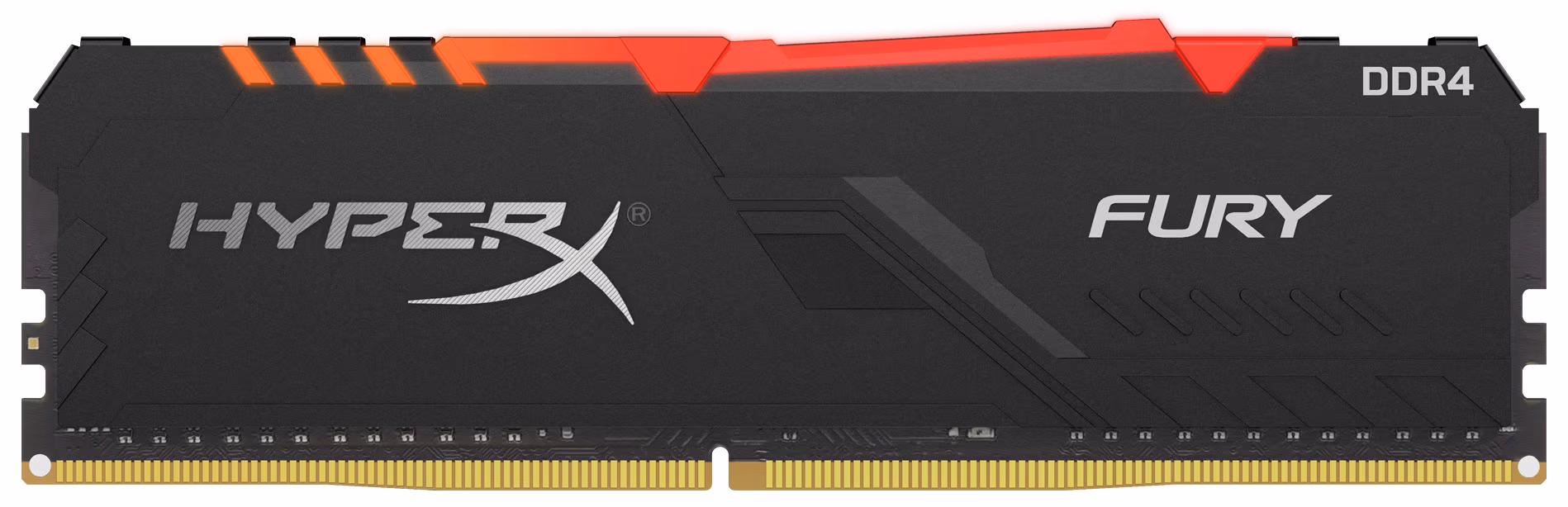 16GB DDR4-3733 Kingston HyperX® FURY DDR4 RGB, PC29800, CL19, 1.35V, Auto-overclocking, Asymmetric BLACK heat spreader, Dynamic RGB effects featuring HyperX Infrared Sync technology, Intel XMP Ready (Extreme Memory Profiles)