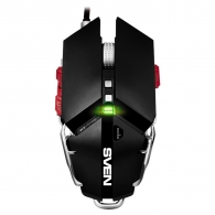 SVEN RX-985 Gaming, Optical Mouse, 250-4000 dpi, 9+1 buttons (scroll wheel), triple click button, DPI switching modes, Two navigation buttons (Forward and Back), 1.8 m, USB, Black thumbnav 1