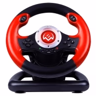 SVEN GC-W400 Racing Wheel, Rubber coating of the wheel for comfortable driving, Two axes, D-Pad, 10 additional buttons, Vibration feedback function, USB, Black + Red